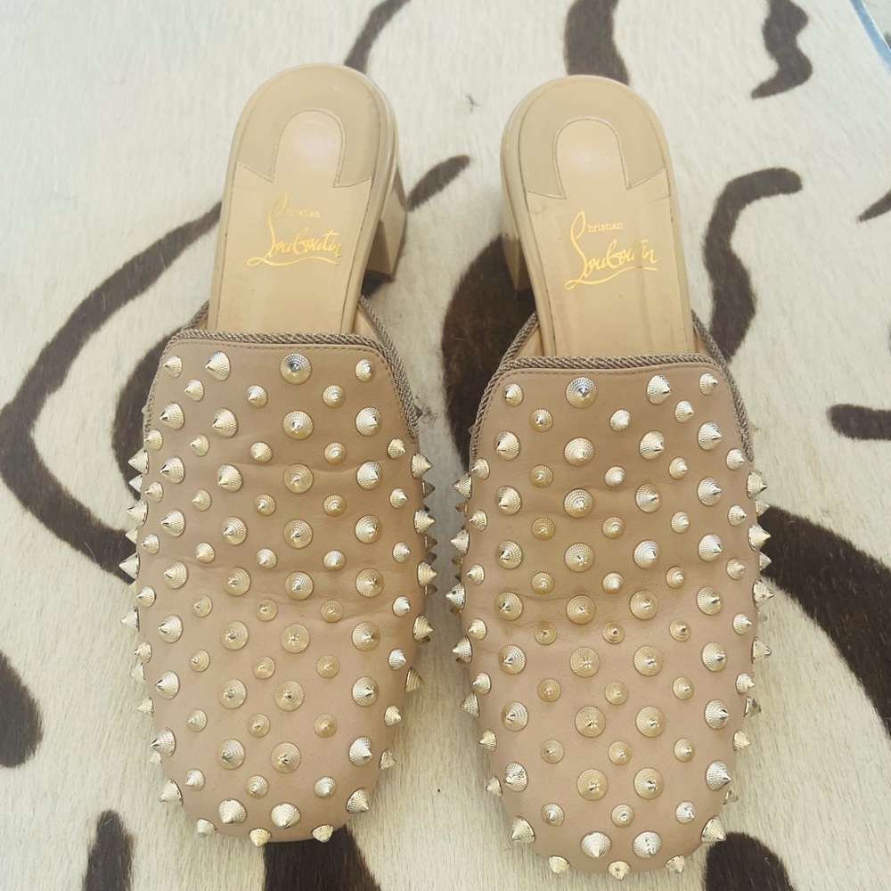 Christian Louboutin MULACONKA Studded Spike Slide Mule Sandals Shoes